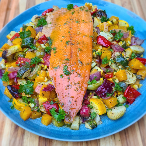 Smoked Trout with Autumn Vegetables - Jackson Hole Buffalo Meat