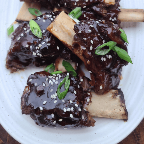 Bison Short Ribs on white plate 