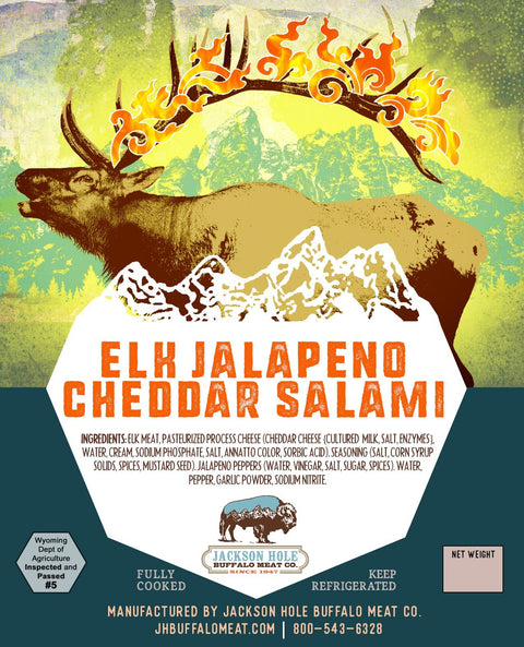 Elk Summer Sausage: Jalapeno Cheddar - Jackson Hole Buffalo Meat
