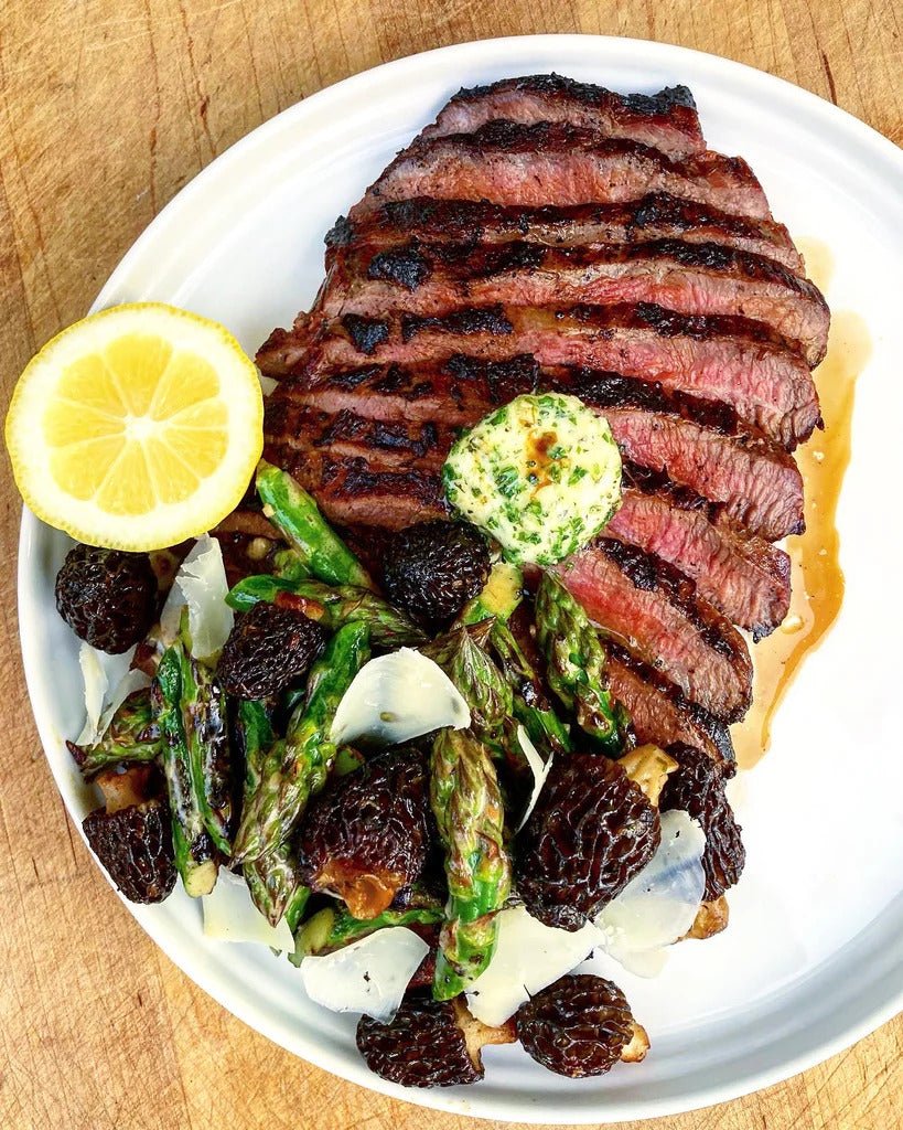 Marinated & Grilled Buffalo Flank Steak w/ Morels | Bison Steak Recipe ...