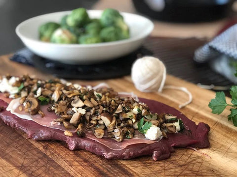 Elk Tenderloin with Prosciutto and Mushrooms - Jackson Hole Buffalo Meat