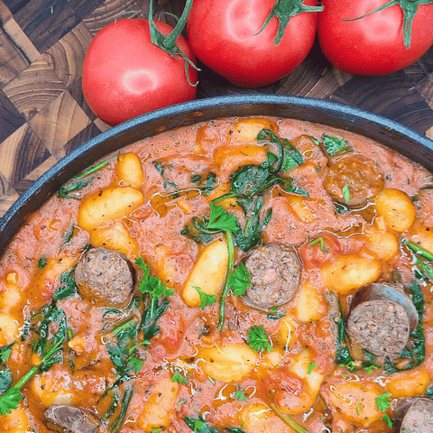 Bison Sausage & Creamy Tomato Gnocchi - Jackson Hole Buffalo Meat