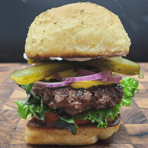 Bison Cheeseburger Slider On Board 