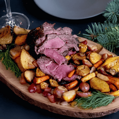 buffalo prime rib roast on the grill via rotisserie