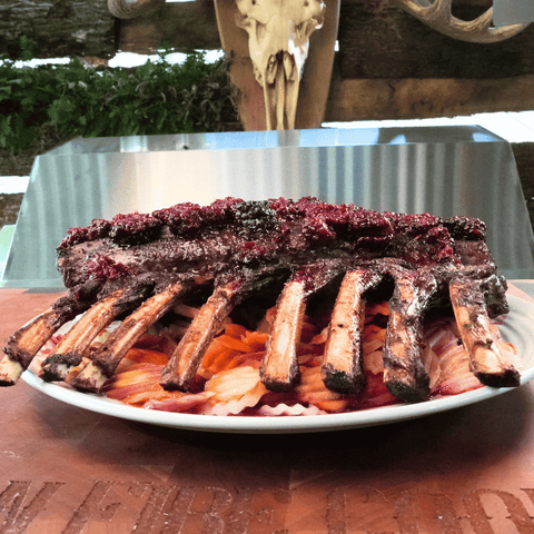 Frenched Rack of Venison with Blackberry Reduction - Jackson Hole Buffalo Meat