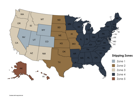 Jackson Hole Meat Company Shipping Zones Map